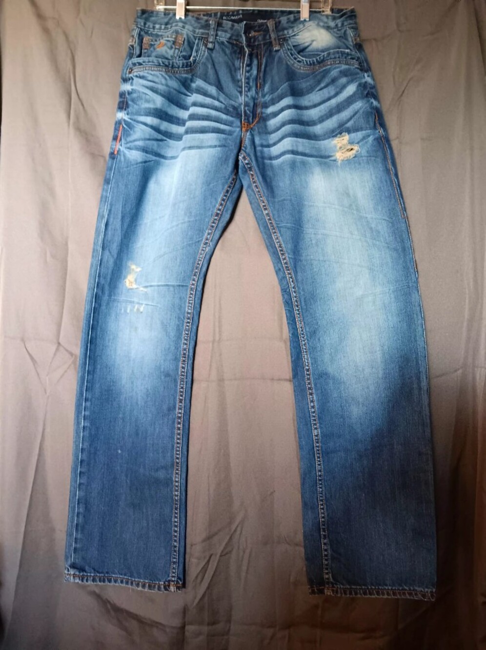 Rocawear Men's Relaxed Classic Fit Jeans - Blue with Contrast Stitching